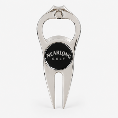 Custom golf divot multi tool with removable ball marker