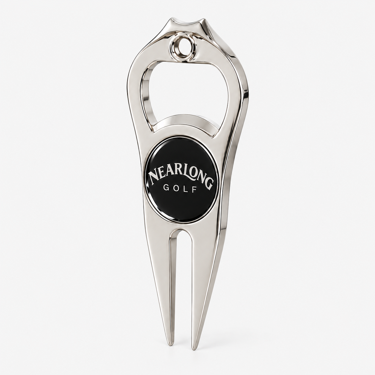 Metal golf divot multi tool with bottle opener and ball marker