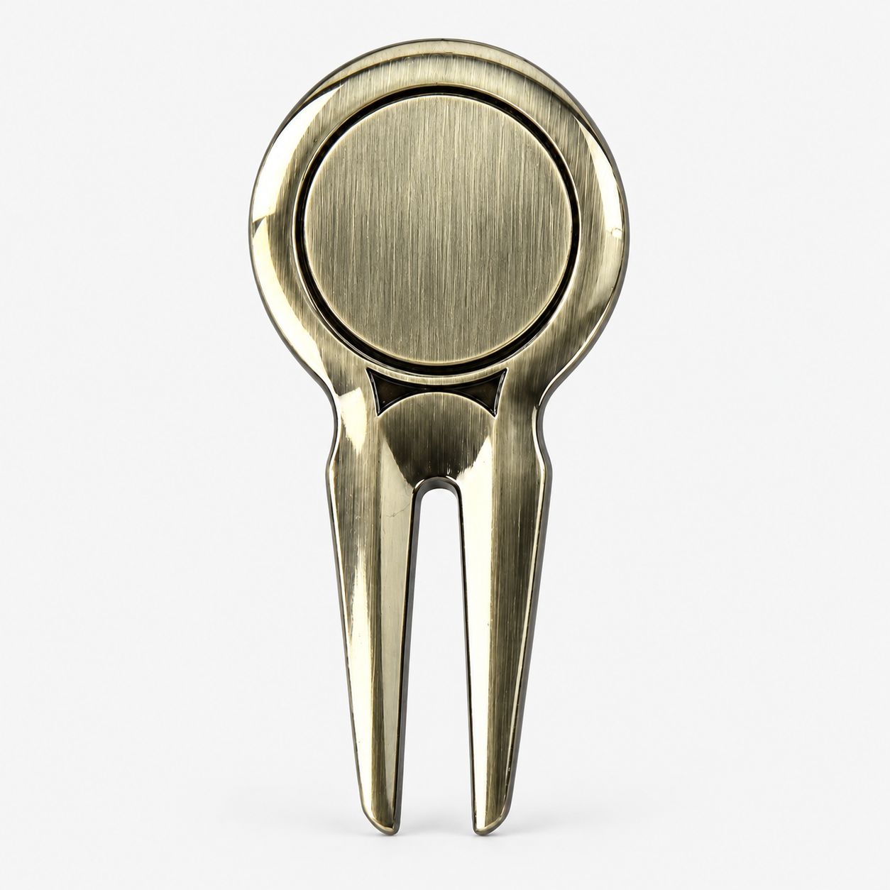 Brass golf divot tool back view for custom logo and bulk OEM