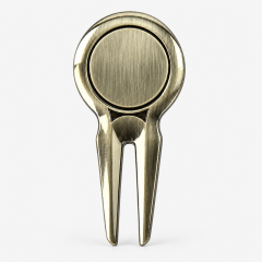 Brass golf divot tool back view for custom logo and bulk OEM