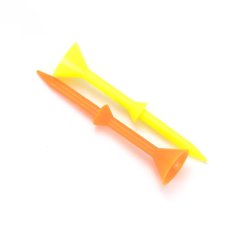 Reusable set height plastic golf tees in bright colors