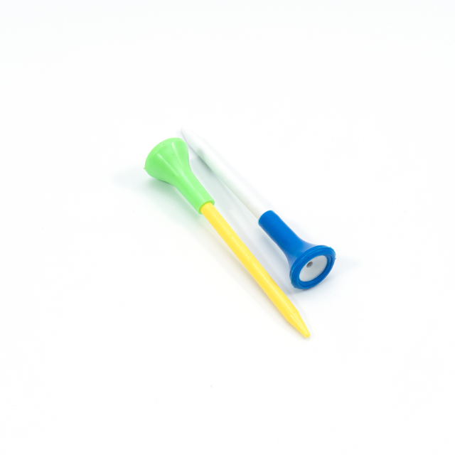 Custom logo plastic golf tees with two-tone design