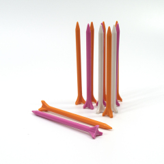 Long plastic golf tees for drivers in assorted colors