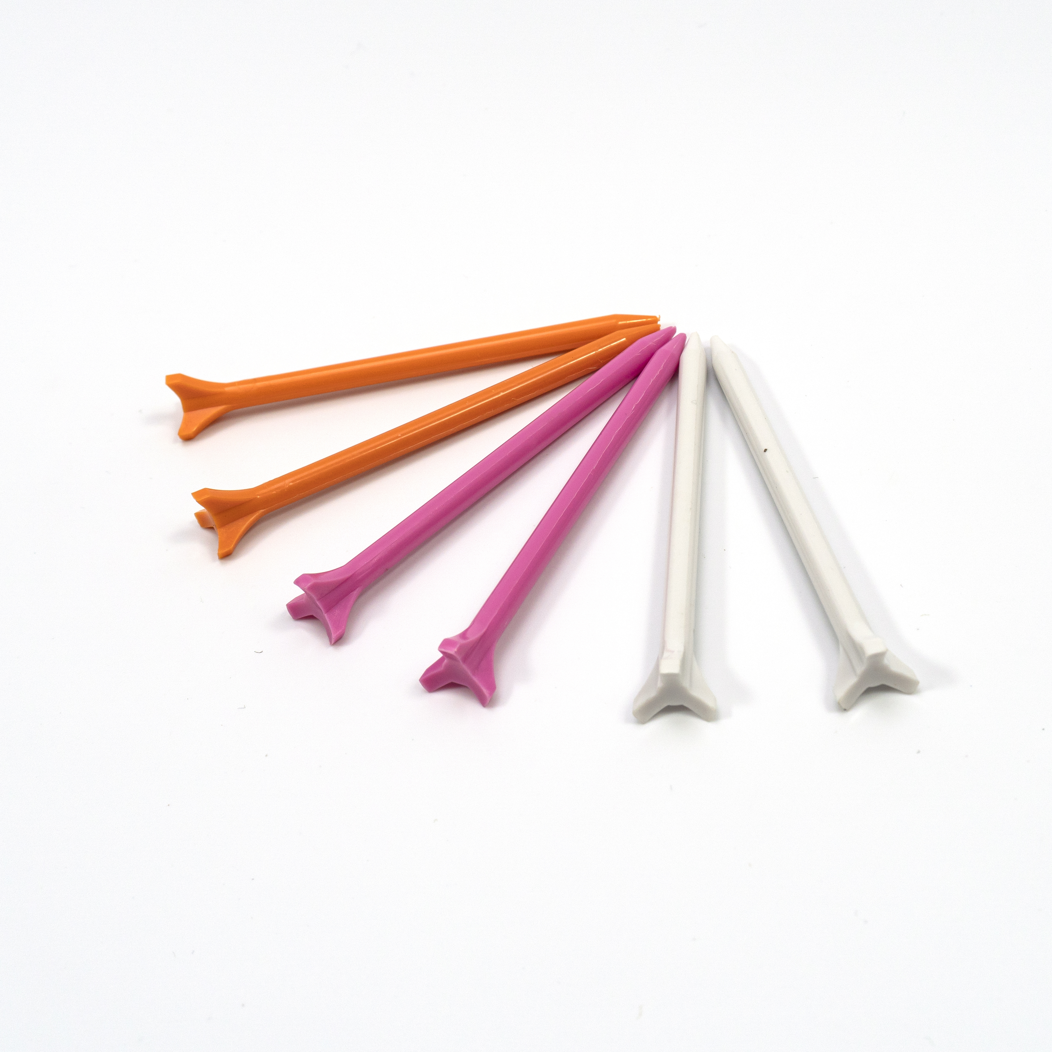 Assorted long plastic golf tees for bulk orders