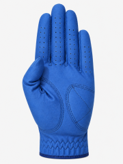 Royal blue sheepskin golf glove palm view with reinforced leather patches