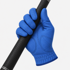 Royal blue leather golf glove palm grip with reinforced contact areas