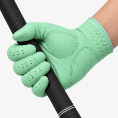 Mint green leather golf glove palm grip with reinforced contact areas