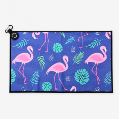 Golf towels for women with all-over pink flamingo print