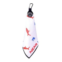Printed golf towel with carabiner attachment for golf bag