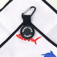 Custom golf towel with carabiner clip and logo print