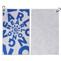 Printed waffle golf towel with custom front and textured back