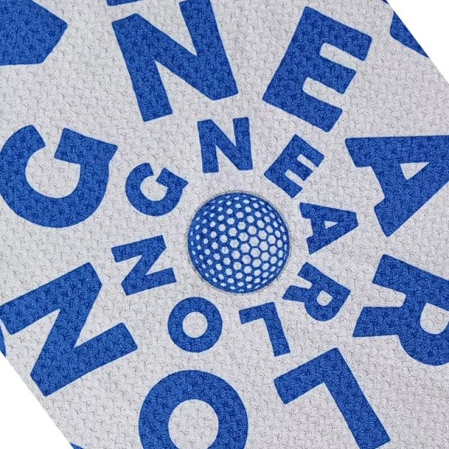 Custom logo waffle golf towel with blue printed design