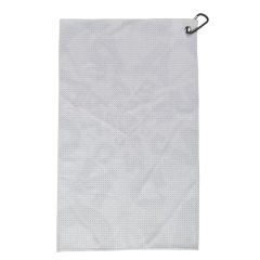 White waffle golf towel back with carabiner attachment