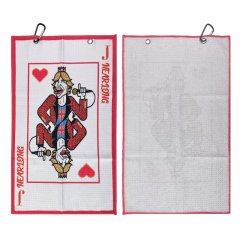 Funny golf towel front and textured reverse with grommet attachment