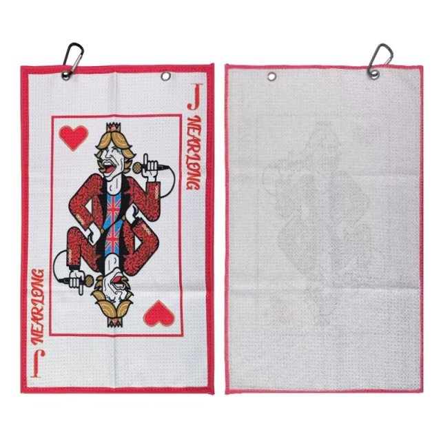 Funny golf towel front and textured reverse with grommet attachment