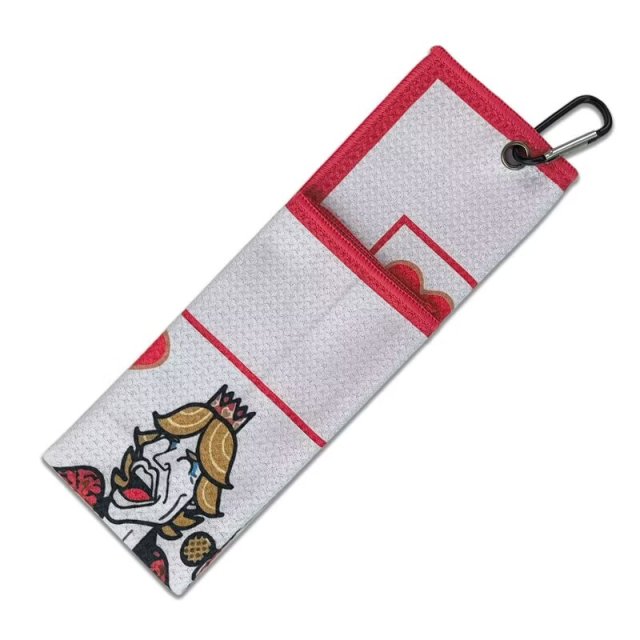 Funny golf bag towel with custom artwork and carabiner clip