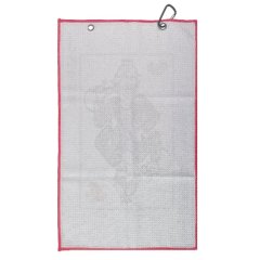 Textured golf towel reverse with metal grommets and clip