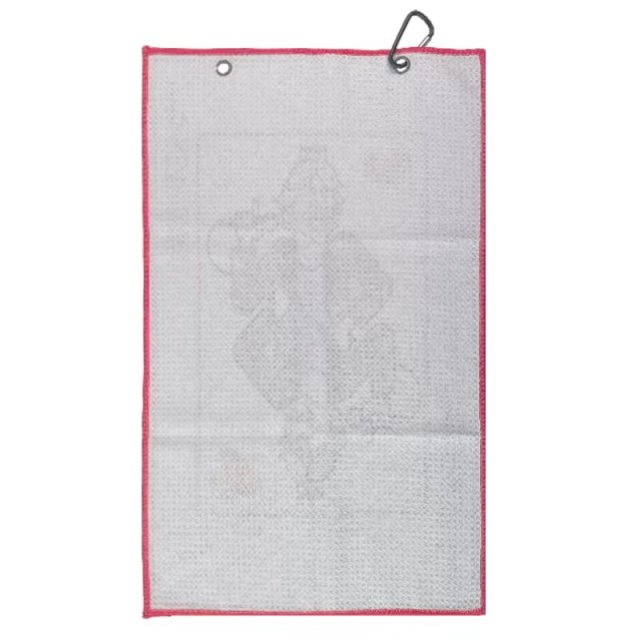 Textured golf towel reverse with metal grommets and clip