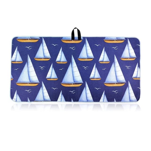 Golf towels for golf clubs with custom sailboat artwork