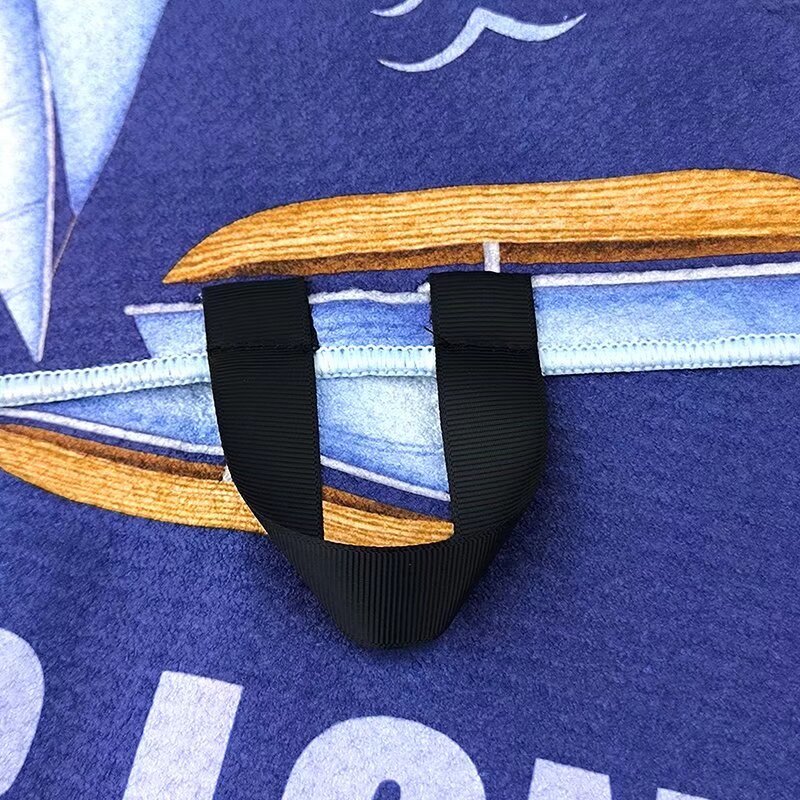 Golf club towel with center hanging loop for golf bag use