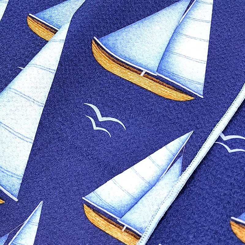 Custom pattern golf towel with navy sailboat print