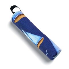 Rolled custom golf club towel with navy sailboat pattern