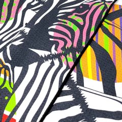All-over print golf towel with colorful zebra pattern