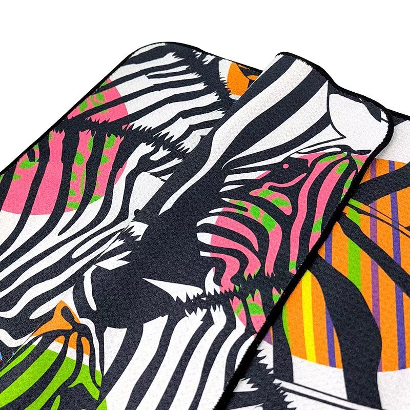 Custom pattern golf towel with full-color zebra artwork