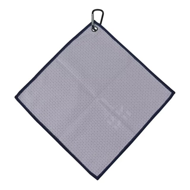 Textured golf bag towel reverse with metal grommet and clip