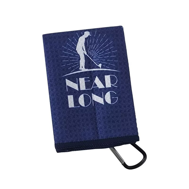Custom golf towel with clip for easy golf bag attachment