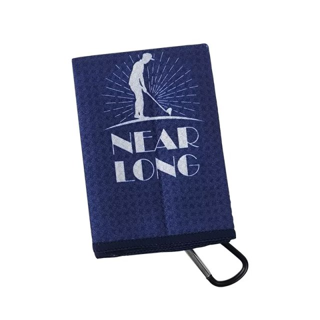 Custom golf towel with clip for easy golf bag attachment