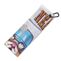 Branded golf bag towel with custom artwork and clip