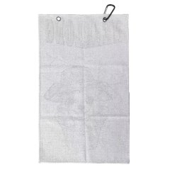 Textured golf towel reverse with metal grommets and clip