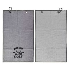Custom golf towel front and reverse with dual grommet attachment points