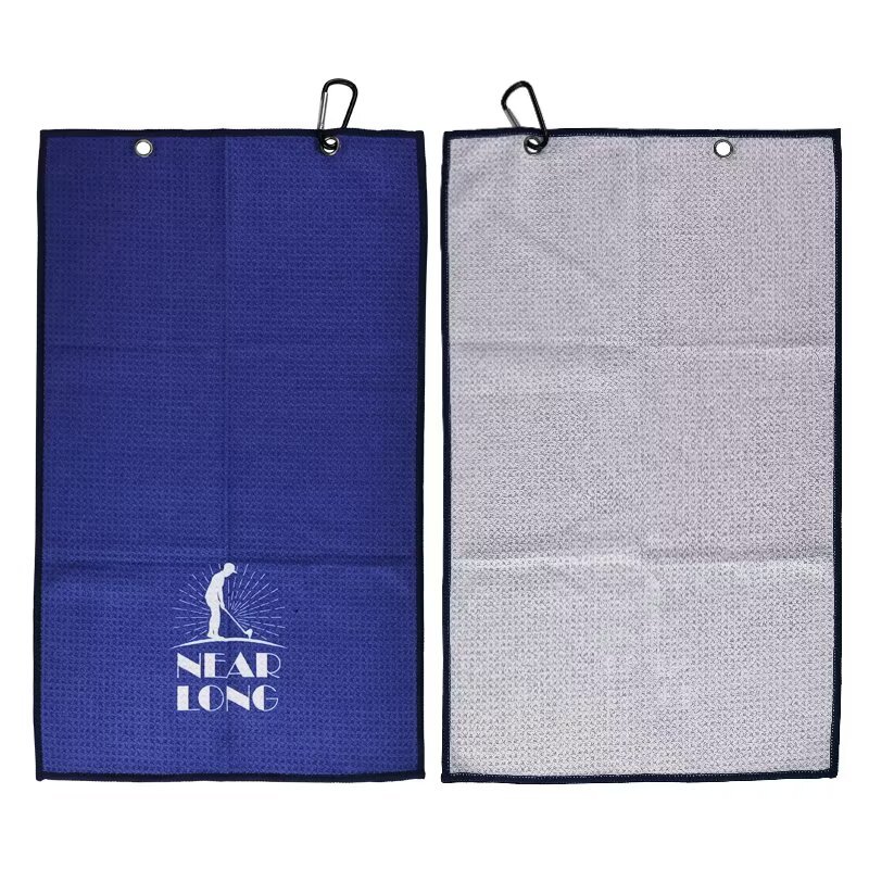 Golf bag towel front and textured reverse with clip attachment