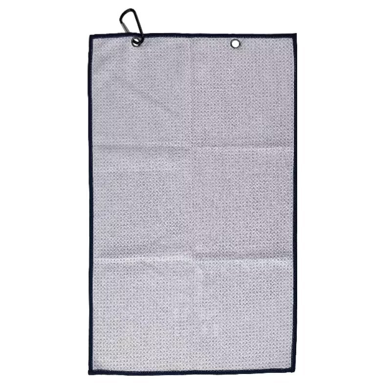Textured golf bag towel reverse with dual metal grommets