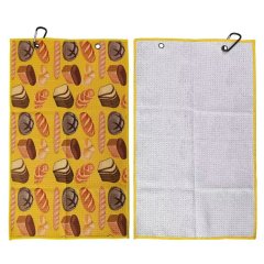 Yellow custom pattern golf towel front and textured reverse