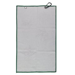 Textured branded golf towel reverse with dual metal grommets