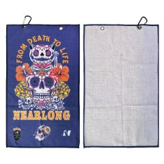 Full color golf towel front and textured reverse with clip attachment