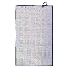 Textured golf towel reverse with dual metal grommets and clip