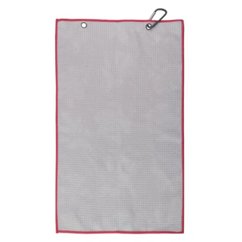 Textured golf towel reverse with dual metal grommets and clip