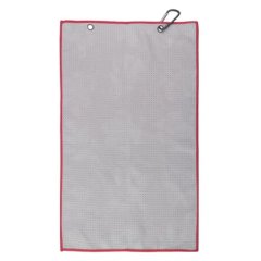 Textured golf towel reverse with dual metal grommets and clip