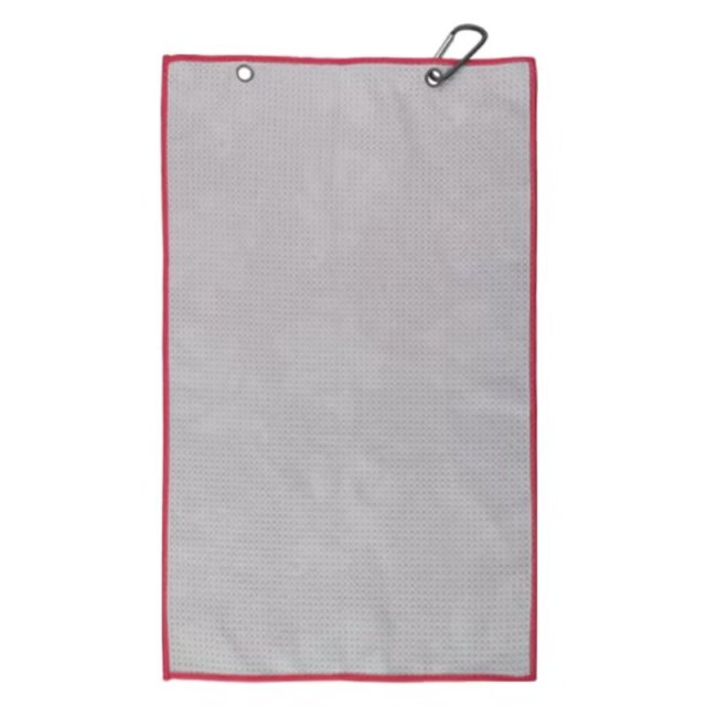 Textured golf towel reverse with dual metal grommets and clip