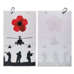 Military golf towel front and reverse with dual metal grommets