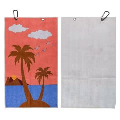Private label printed golf towel front and reverse with clip