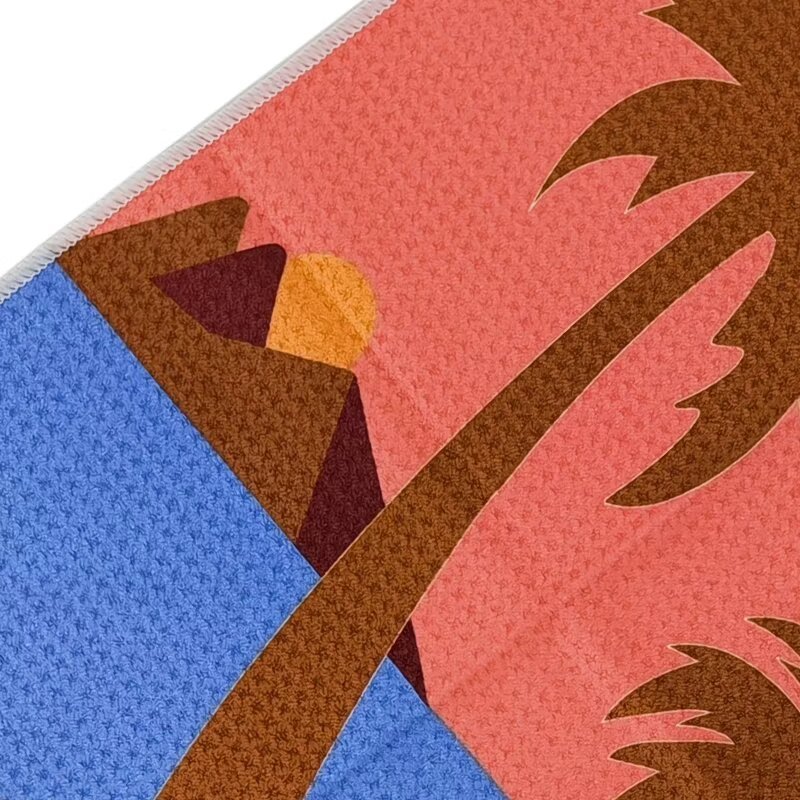 Custom pattern golf towel with tropical palm tree and ocean graphic