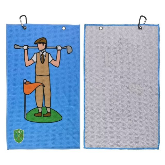 Golf towel with clip front and textured reverse view