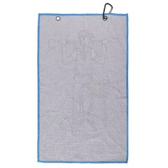 Textured golf towel reverse with dual metal grommets and clip