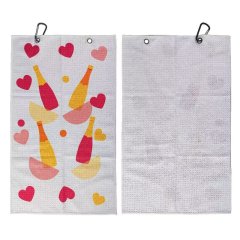 Golf towel for women front and reverse with clip and grommets