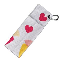 Golf towel for women folded with carabiner for golf bag